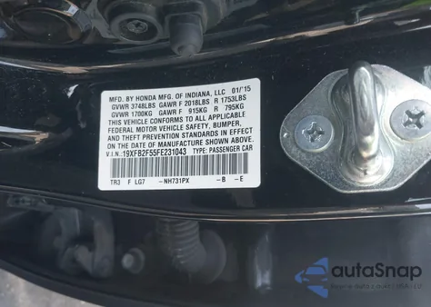 2015 Honda Civic Lx from USA, damaged, VIN 19XFB2F55FE231043